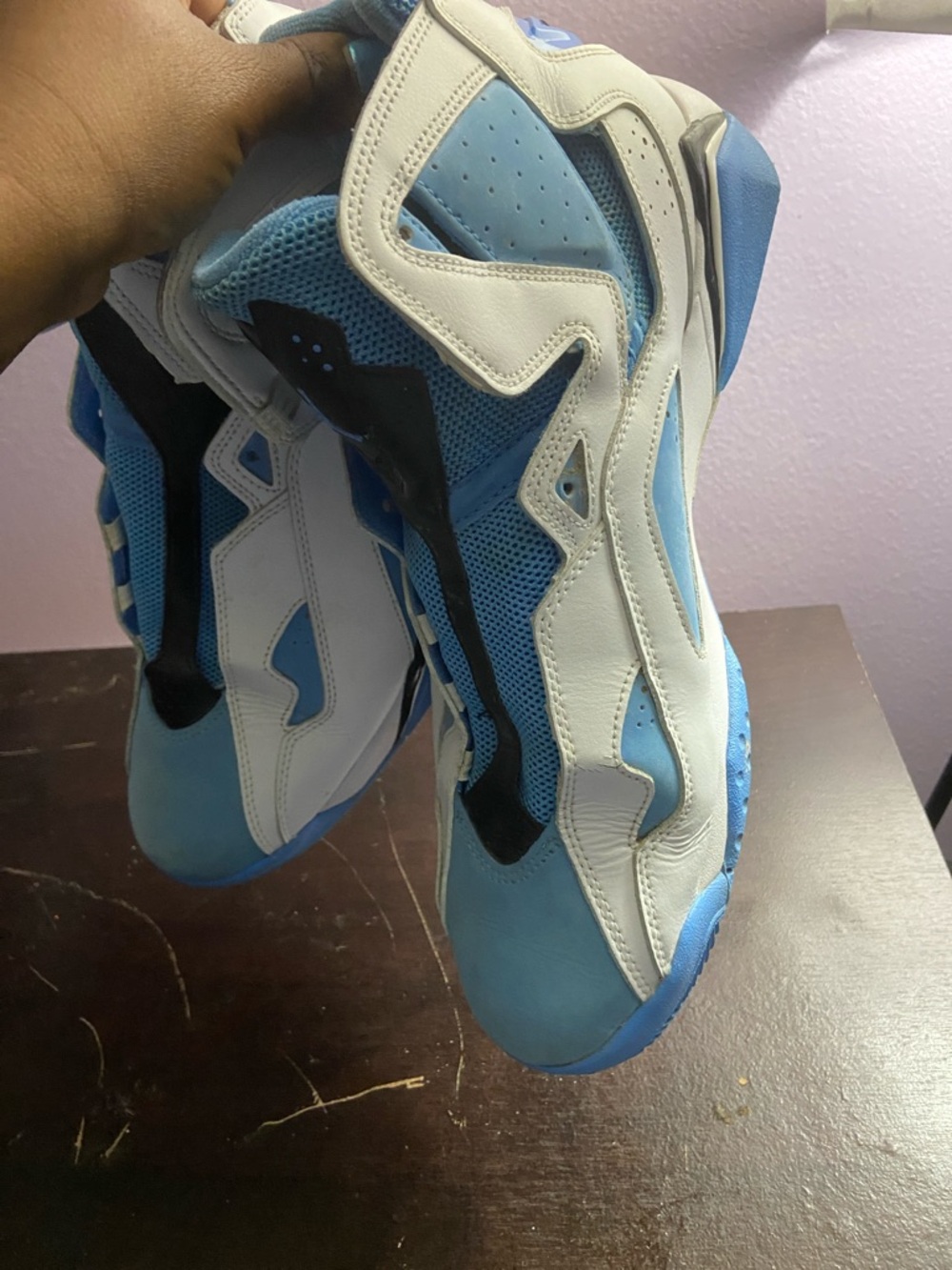 Jordan Men's Athletic Shoes in White, Light Blue & Black